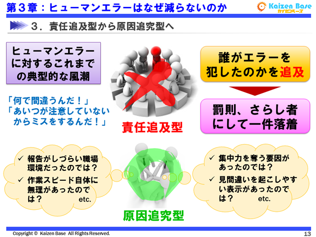 責任追及型から原因追求型へ"