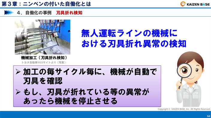 自働化の事例　刃具折れ検知