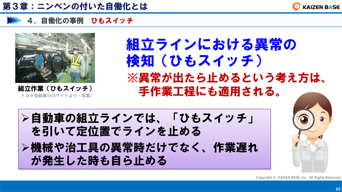 自働化の事例　ひもスイッチ