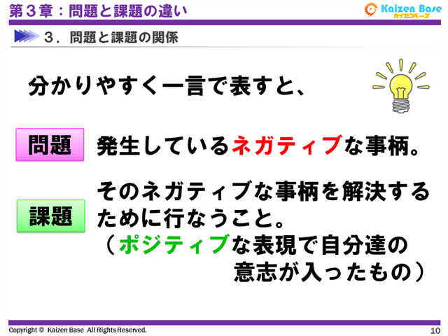 「問題」と「課題」を一言で表すと