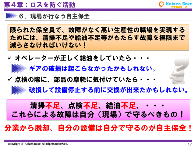 分業から脱却、自分の設備は自分で守るのが自主保全