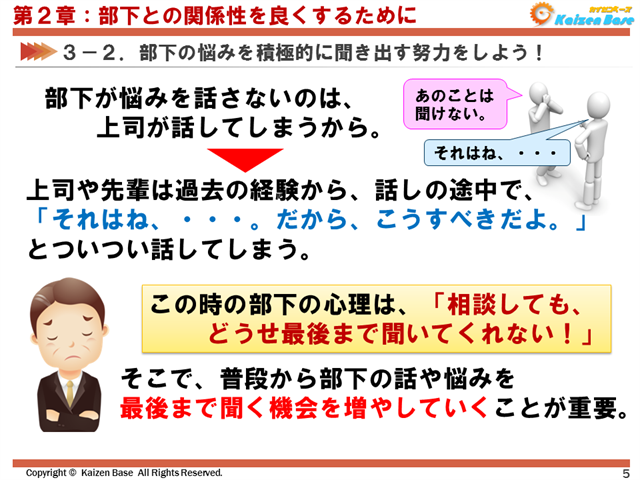 部下の悩みを積極的に聞き出す努力をしよう！