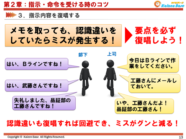 要点を必ず復唱しよう！