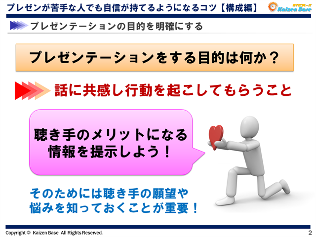 プレゼンテーションをする目的は何か？