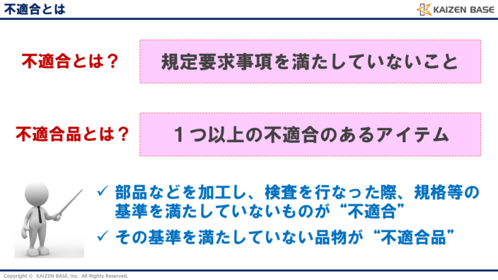 不適合・不適合品の定義
