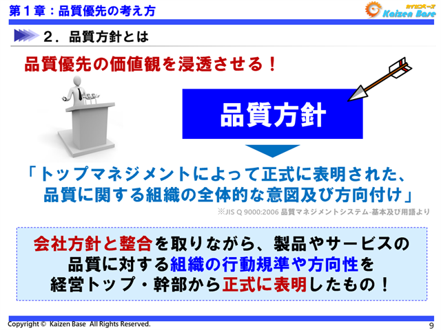 品質優先の価値観を浸透させる！