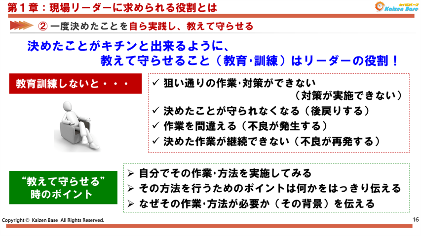 一度決めたことを自ら実践し、教えて守らせる