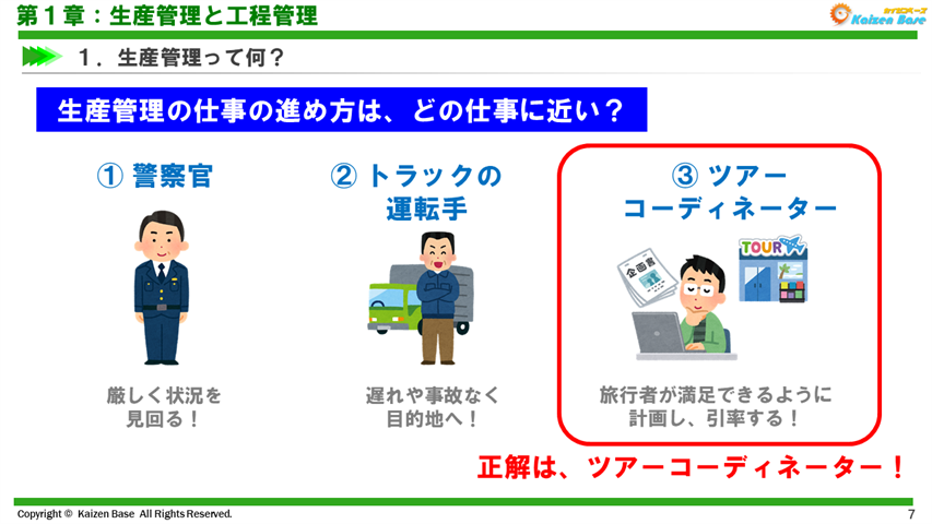 生産管理の仕事の進め方は、どの仕事に近い？