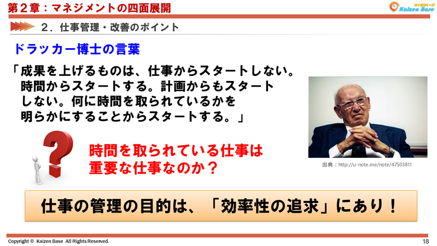 仕事の管理の目的は、「効率性の追求」にあり！
