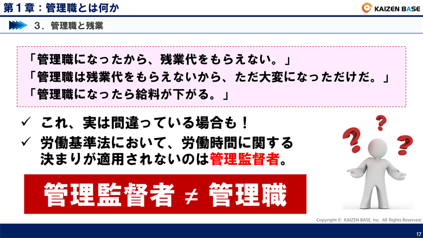 管理監督者イコール管理職ではない