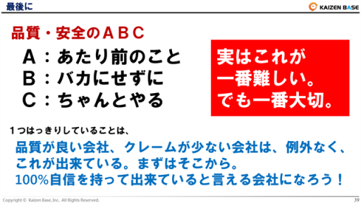 品質・安全のＡＢＣ