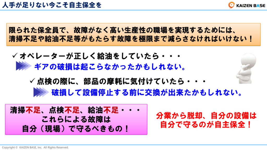 自分の設備は自分で守るのが自主保全！