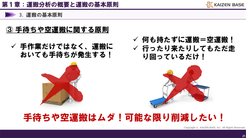 手待ちや空運搬はムダ！可能な限り削減したい！