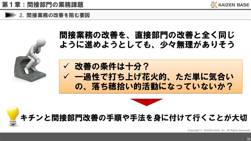 キチンと改善の手順や手法を身に付けていくことが大切