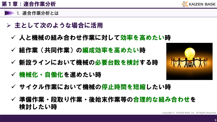 連合作業分析は、主として次のような場合に活用