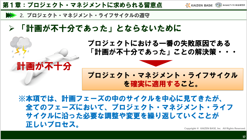 計画が不十分であったとならないために