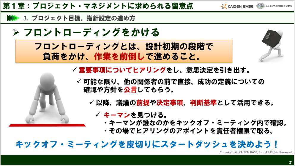 フロントローディングをかける