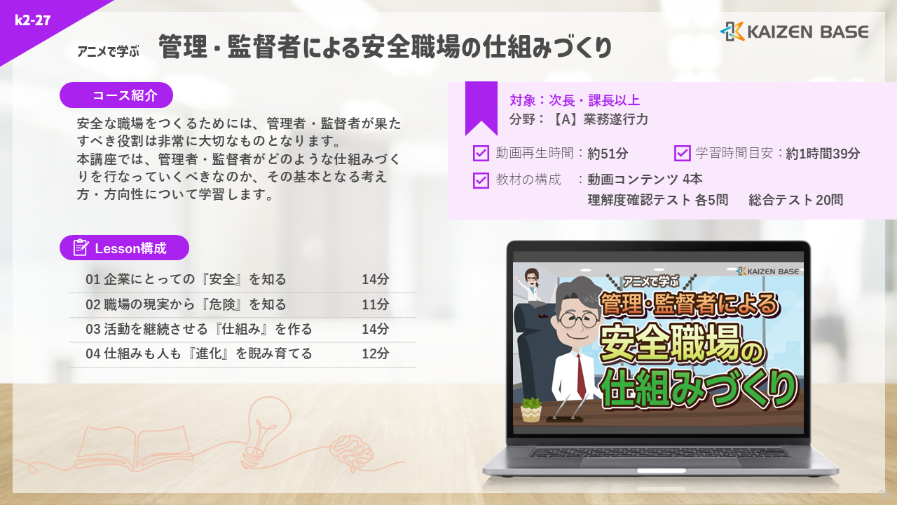 k2-27：アニメで学ぶ管理・監督者による安全職場の仕組みづくり