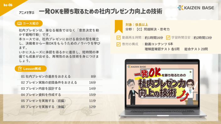 bs-08：アニメで学ぶ一発OKを勝ち取るための社内プレゼン力向上の技術