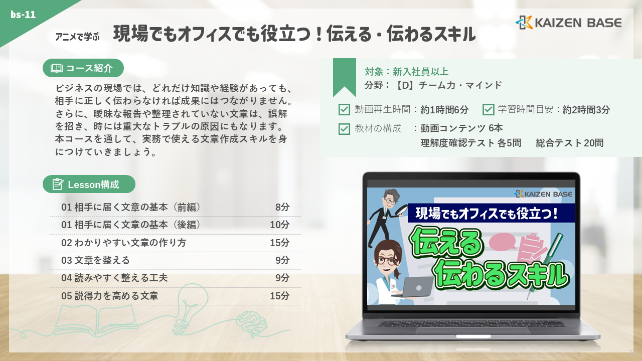 bs-11：アニメで学ぶ現場でもオフィスでも役立つ！伝える・伝わるスキル